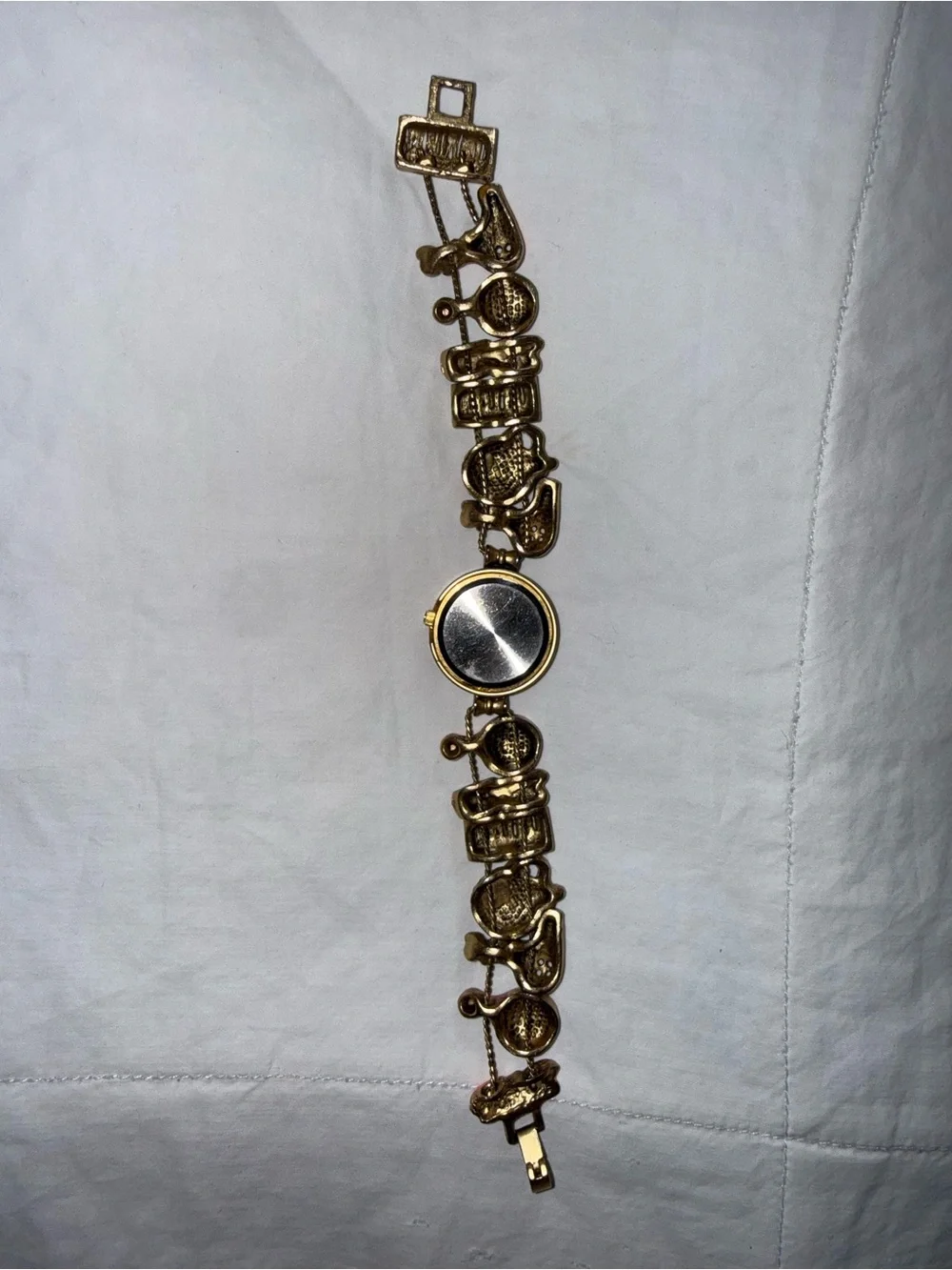 Gold-Tone Multicolor Enamel Link Bracelet Watch - Coral, Pink & Gray